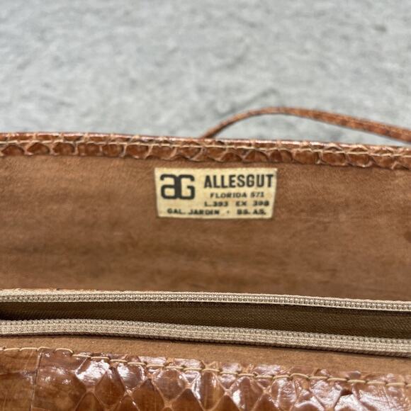 Vintage AG Alles GUT Reptile Skin Handbag Brown 10.5" x 6.25" Crossbody Florida - Picture 6 of 7